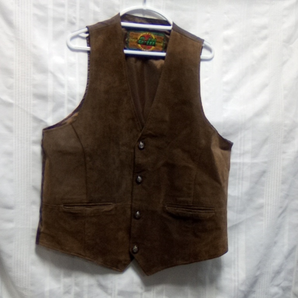 Global identity suede leather vest 2xlt